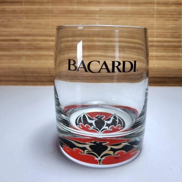 Bacardi Rum Glass Bacardi Bat logo weighted lo-ball Collectable Advertising 10oz - Picture 4 of 7